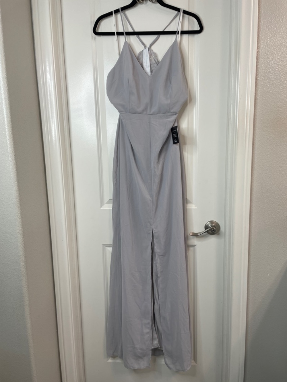 Lulu's Light Gray Spaghetti-Strap Maxi Dress